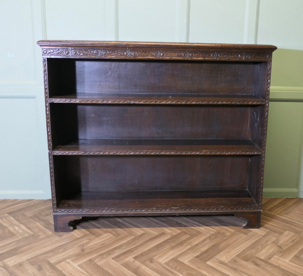 Carved Oak Open Bookcase. View III