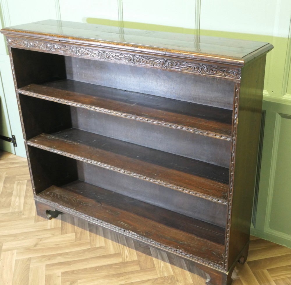 Carved Oak Open Bookcase. View IV