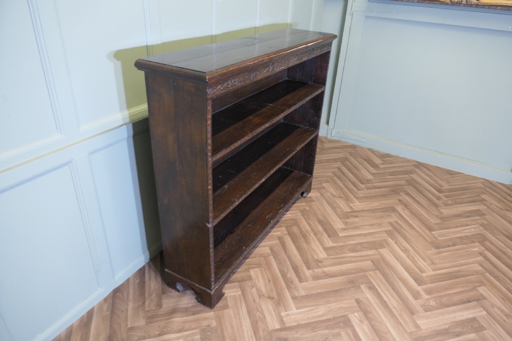 Carved Oak Open Bookcase. View V