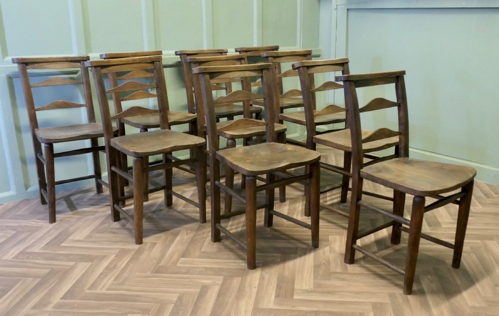 A Good sturdy set of 10 Victorian Chapel Chairs