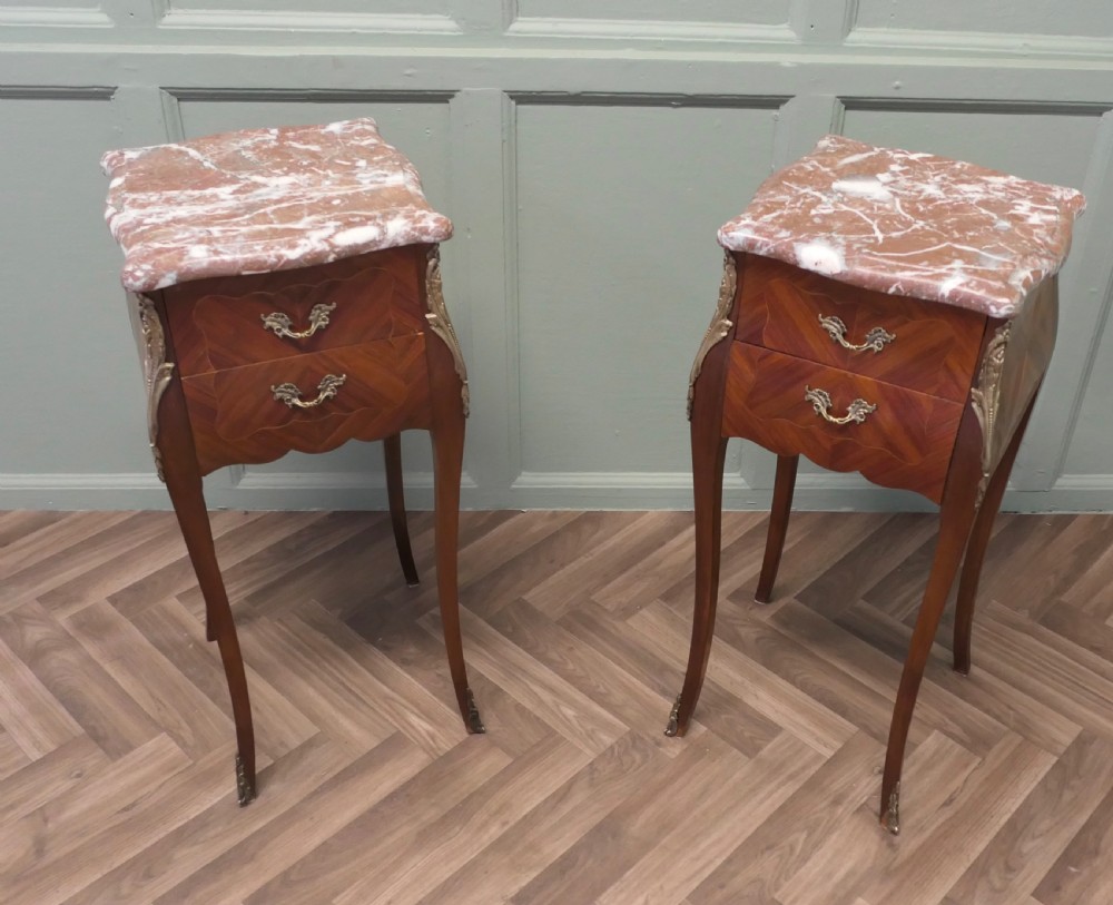 A Pair of French Bombe Style Bedside Tables View II