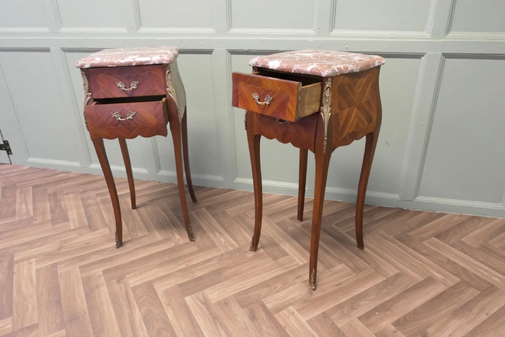 A Pair of French Bombe Style Bedside Tables View III