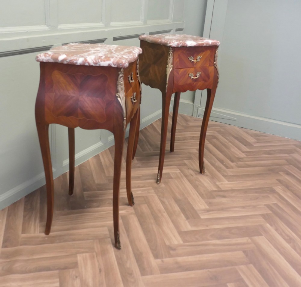 A Pair of French Bombe Style Bedside Tables View V