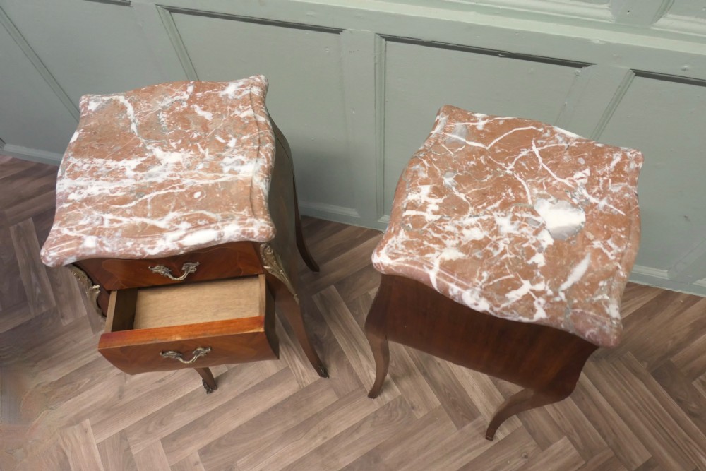 A Pair of French Bombe Style Bedside Tables View VI