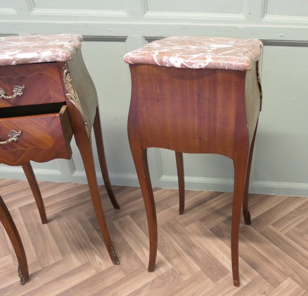 A Pair of French Bombe Style Bedside Tables View VII