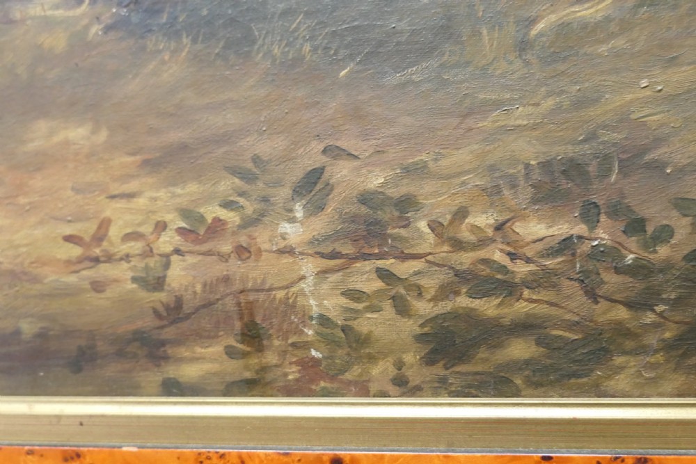 Large Unsigned Victorian Oil Painting, of a Cow and Sheep View IX