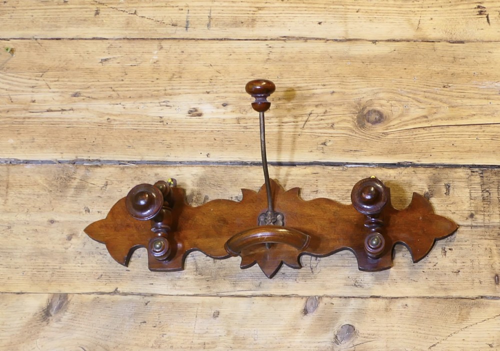 French Turned Wood Hat and Coat Wall Rack
