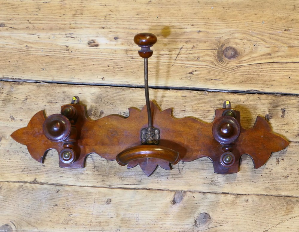 French Turned Wood Hat and Coat Wall Rack View II