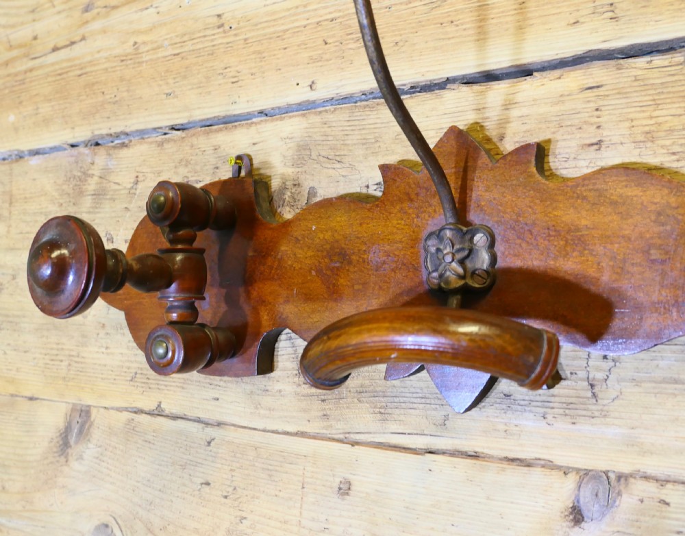French Turned Wood Hat and Coat Wall Rack View IV