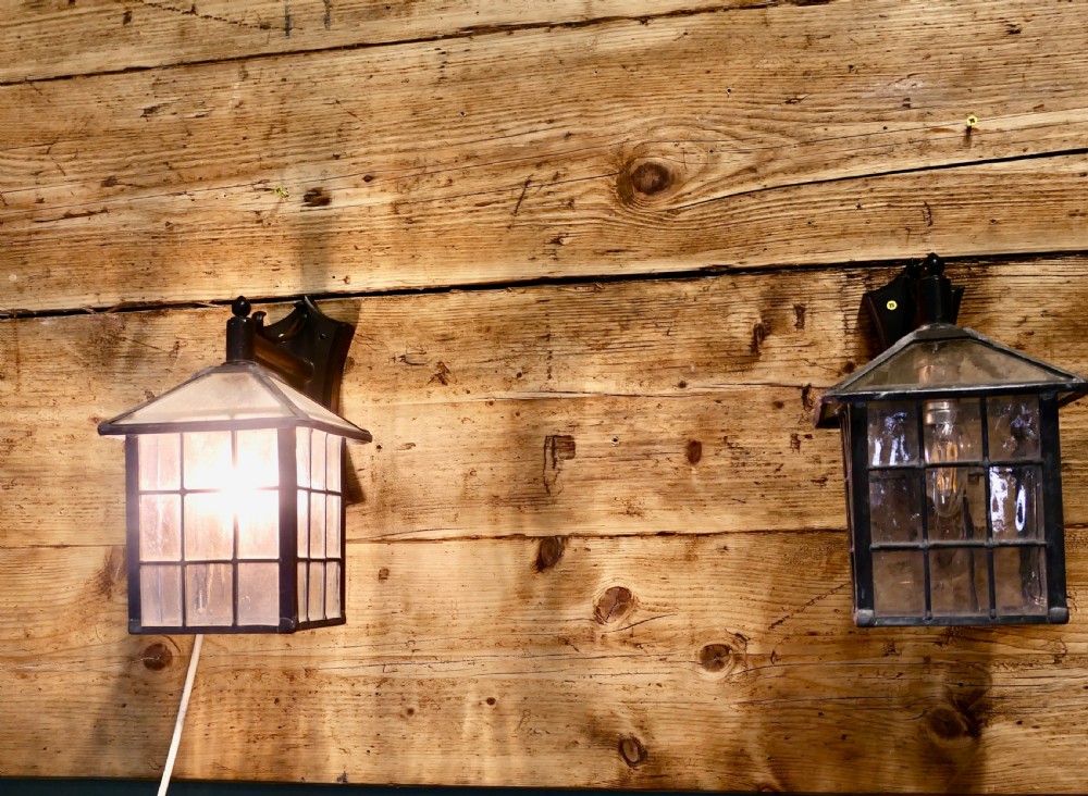 A Superb Pair of Leaded Glass Wall Lanterns View III