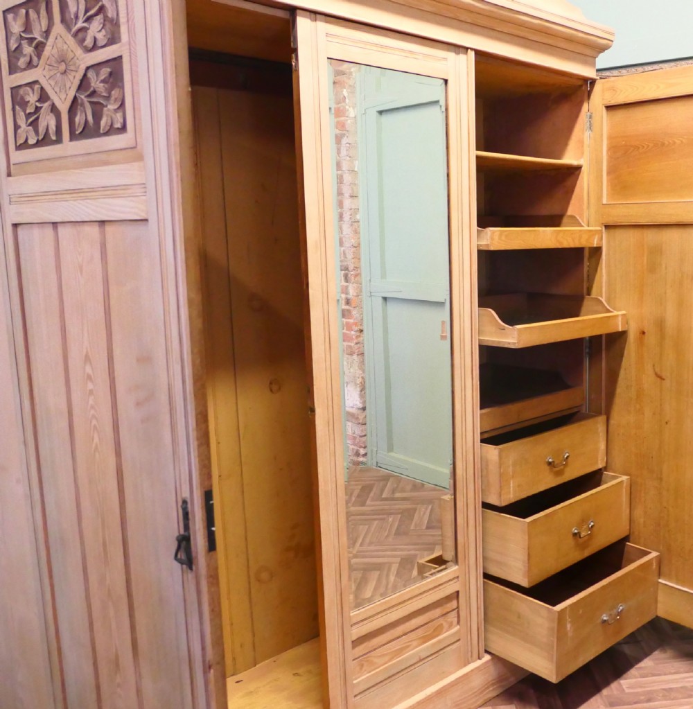 Victorian Ash Arts & Crafts Triple Wardrobe Compactum View II