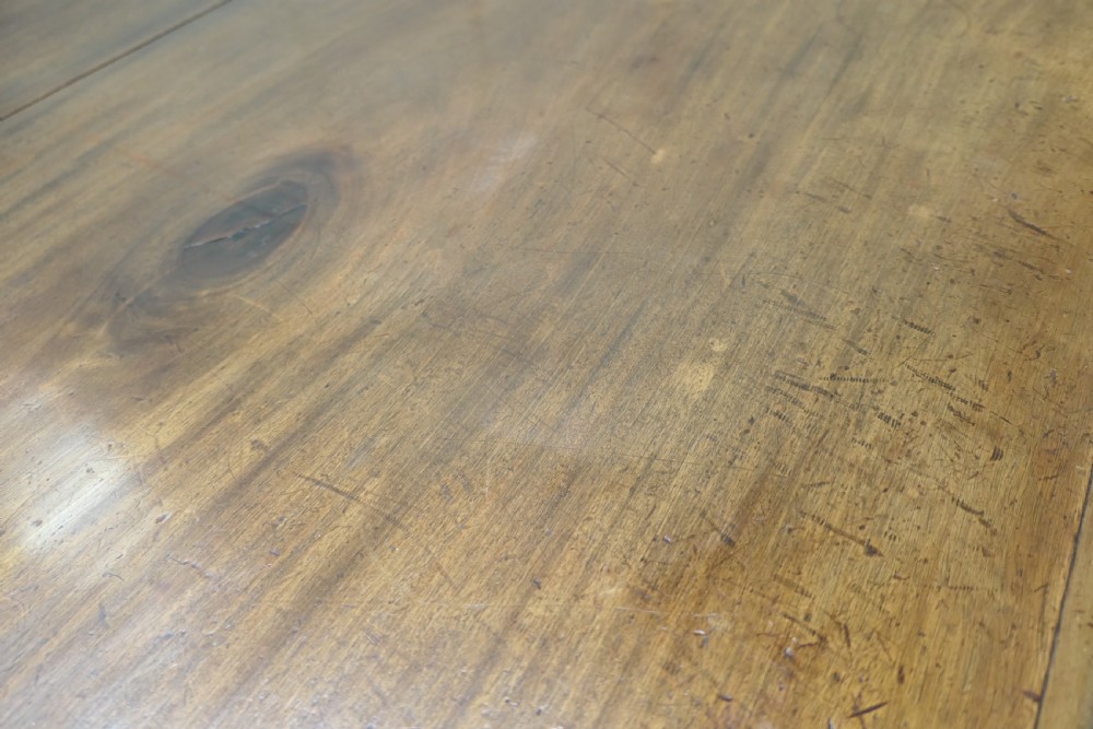 A Victorian extending dining table crafted from warm brown wood with rounded corners, turned legs, and brass castors. View VII