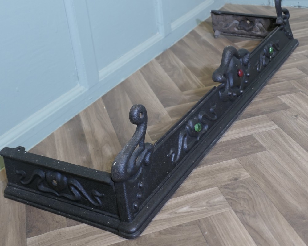 Victorian Art Nouveau Cast Iron Fender View IV
