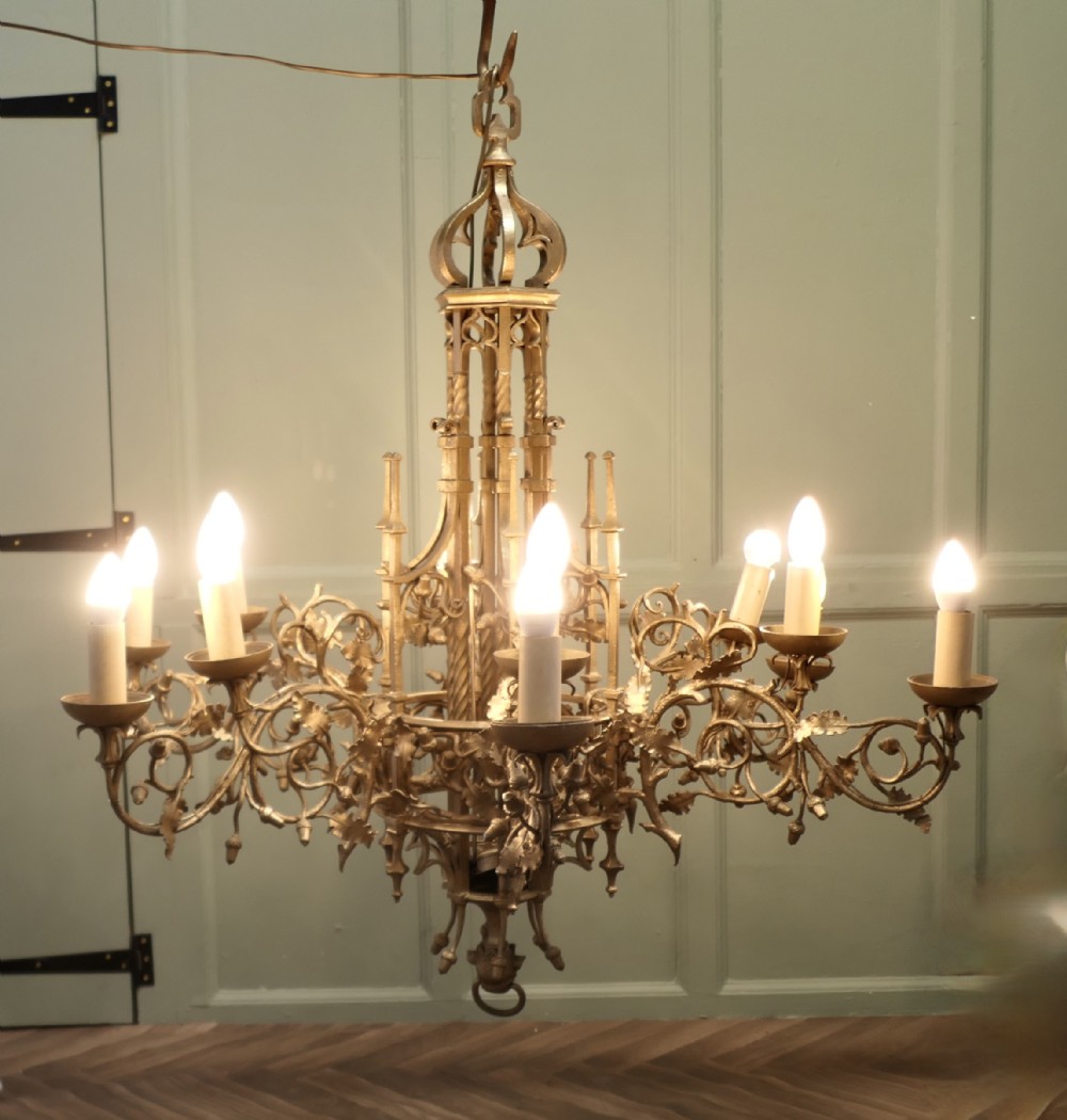 Very Large Gothic Gilt Church Chandelier