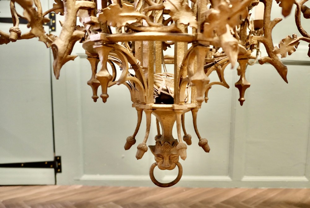Very Large Gothic Gilt Church Chandelier View III