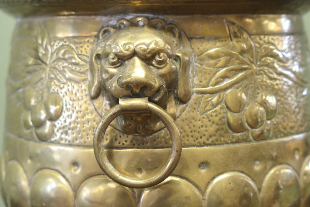 Gothic Brass Jardiniere with Temple Lions View III