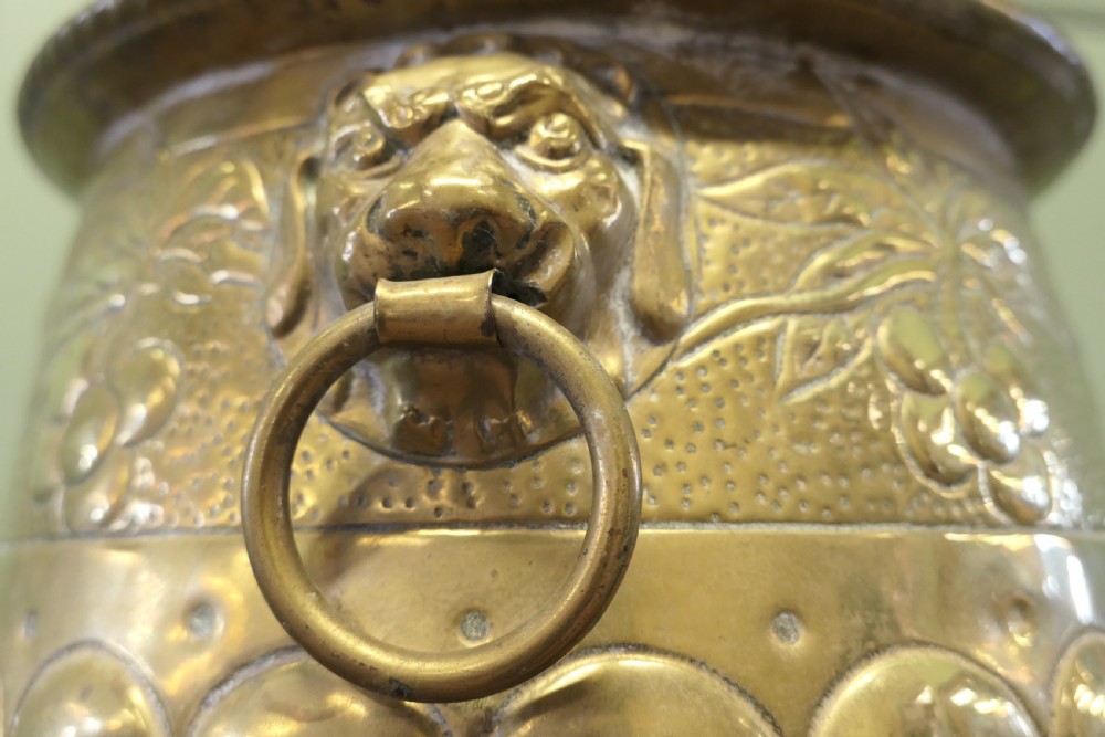 Gothic Brass Jardiniere with Temple Lions View IV