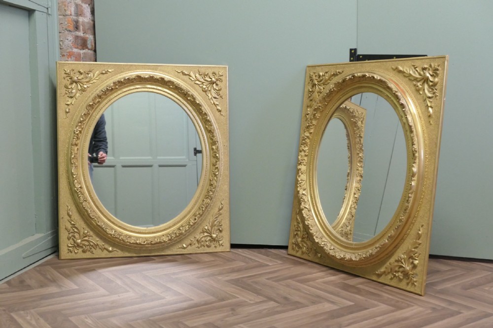 A Pair of Matching Panel Mirrors, 2 Oval Gold Leaf Mirrors View II