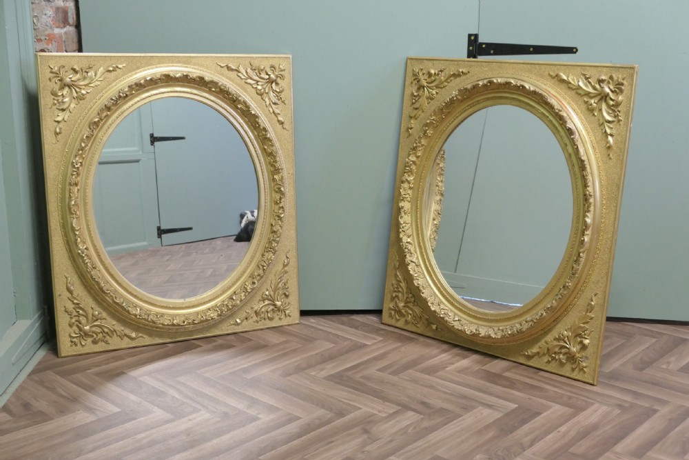 A Pair of Matching Panel Mirrors, 2 Oval Gold Leaf Mirrors View III