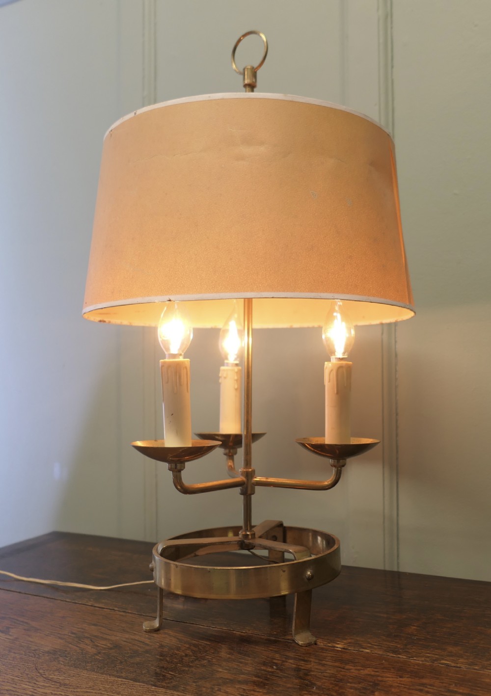 French Brass Table Lamp or Bouillotte Triple Desk Lamp