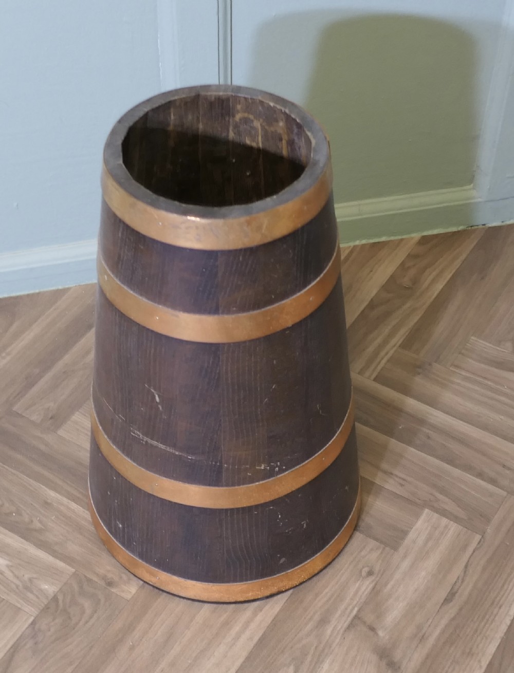 Copper and Oak Barrel Stick Stand