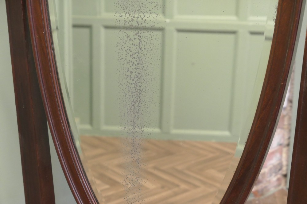Large French Oval Cheval Dressing Mirror View VI