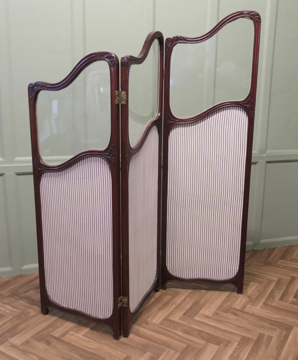19th Century Carved Upholstered Dressing Screen