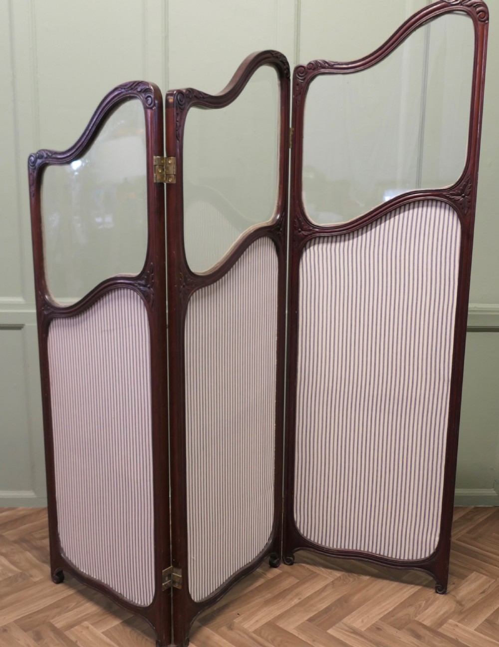 19th Century Carved Upholstered Dressing Screen View VI