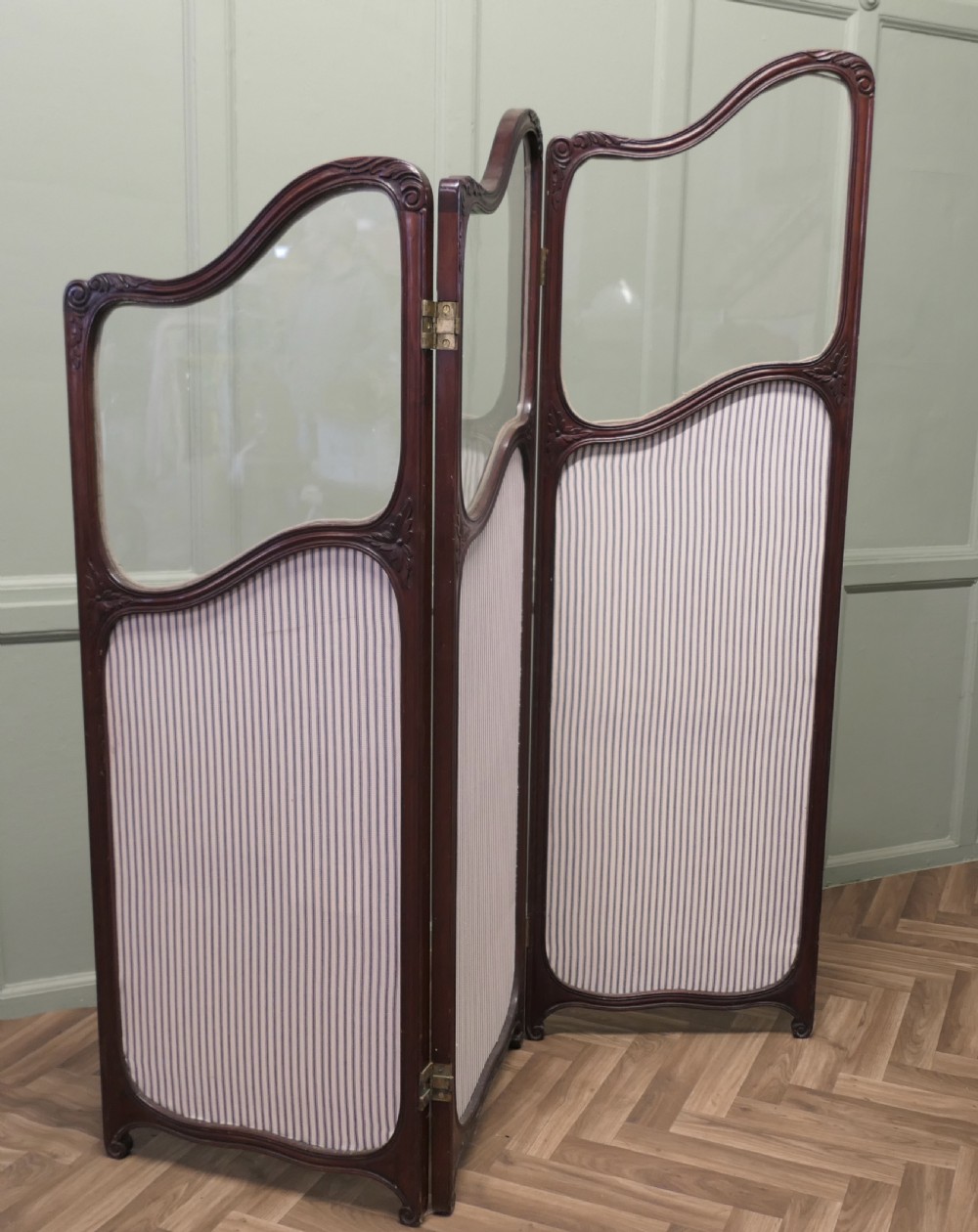 19th Century Carved Upholstered Dressing Screen View VII