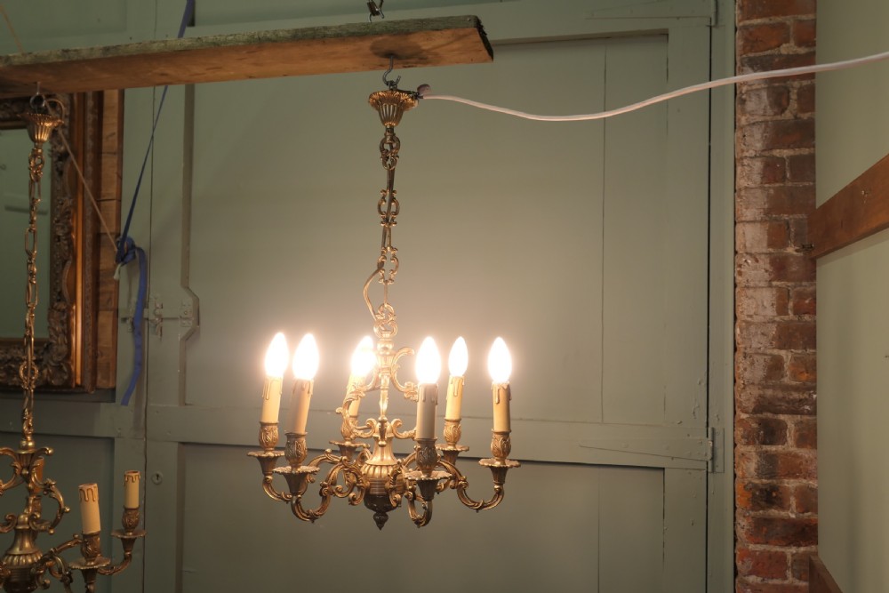 A Set of 3 French Gilded Brass Chandeliers View VII