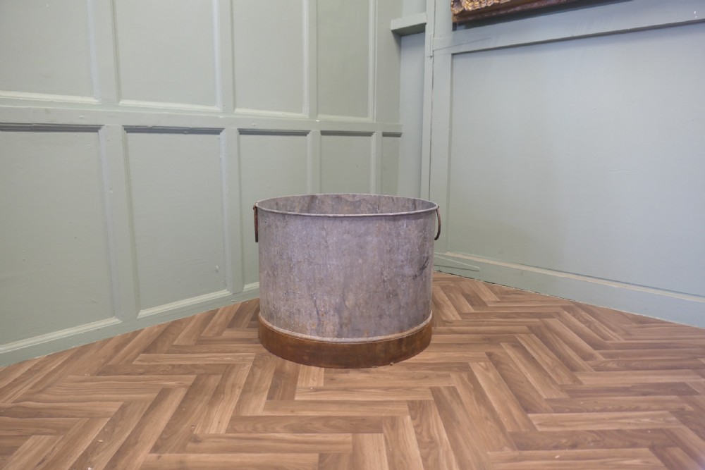Large Galvanised Steel and Iron Cauldron Log Bin