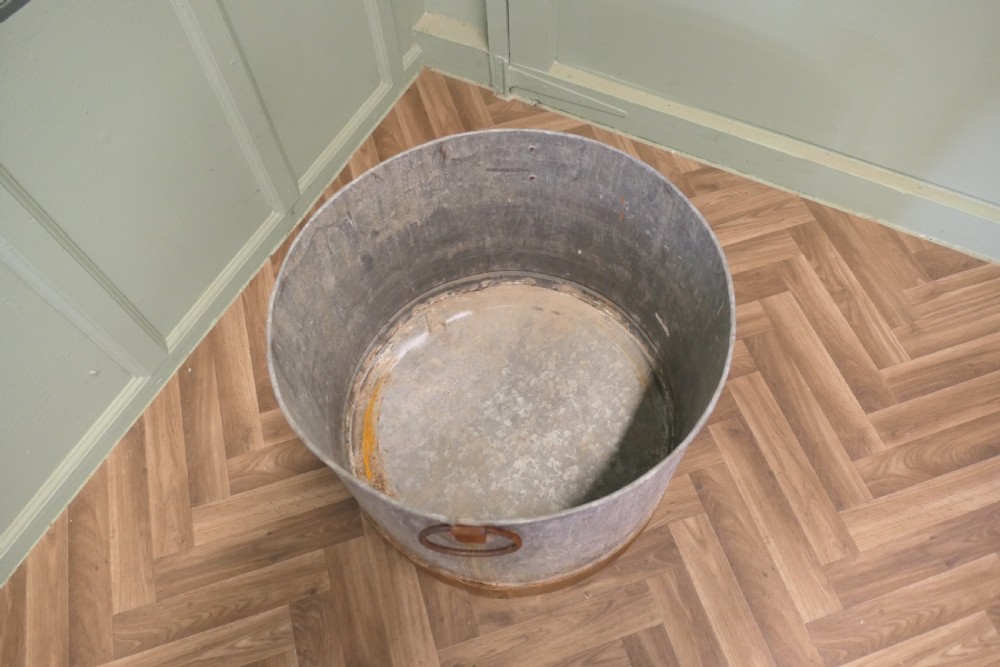 Large Galvanised Steel and Iron Cauldron Log Bin View II