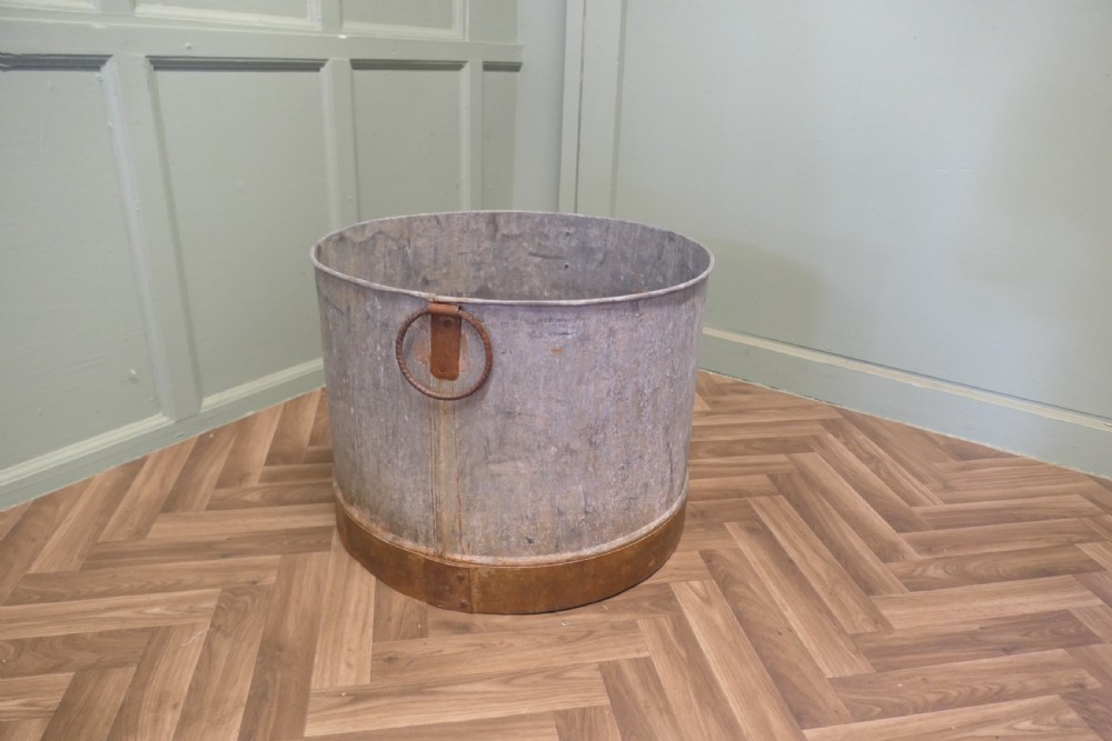 Large Galvanised Steel and Iron Cauldron Log Bin View V