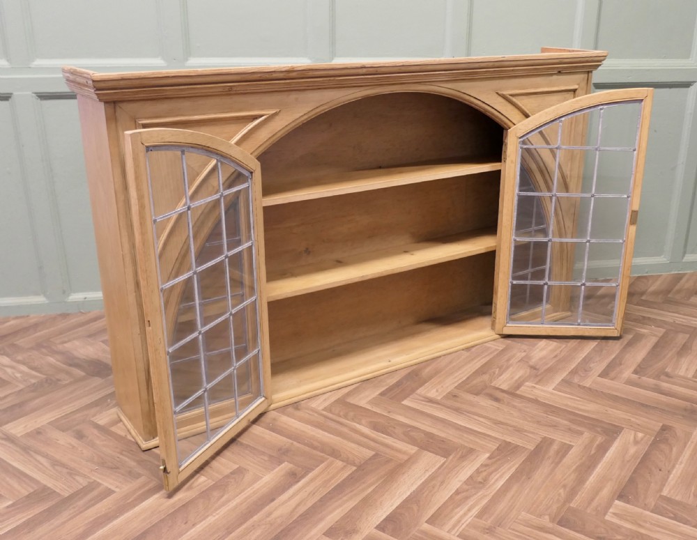 Arts & Crafts Leaded Glass Arched Pine Cupboard  View VI