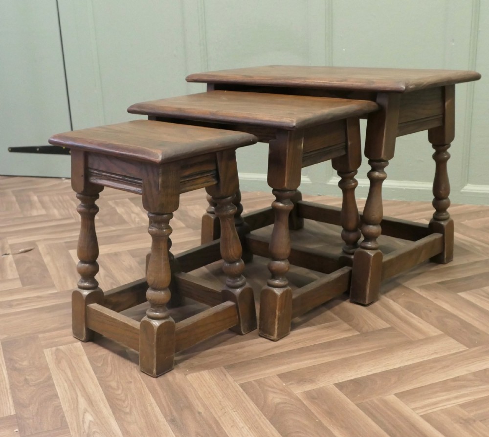 Country oak Nest of Tables by Old Charm