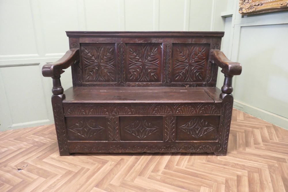 A 17th Century High Back Oak Box Settle