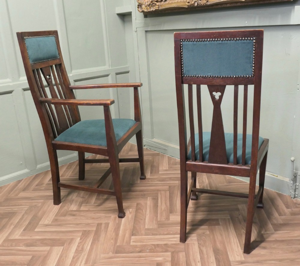 Set of 6 Arts and Crafts Dining Chairs  View V