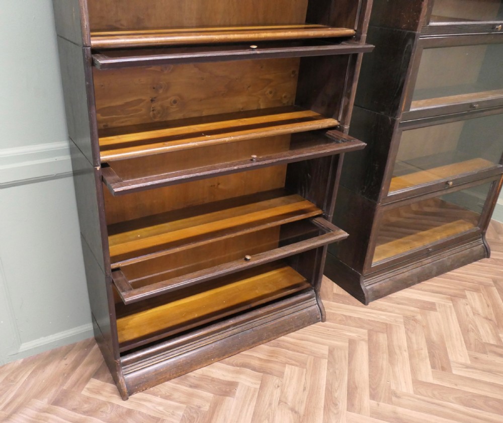 A Pair of 5 Stack Waterfall Oak Barristers Bookcases by Gunn View V