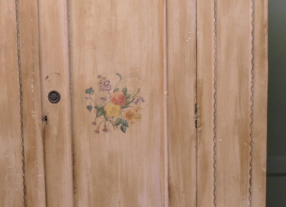 Hand Painted Single Wardrobe Decorated with Flowers View III