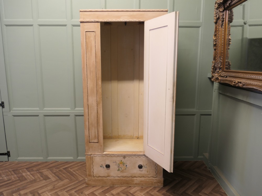 Hand Painted Single Wardrobe Decorated with Flowers View V