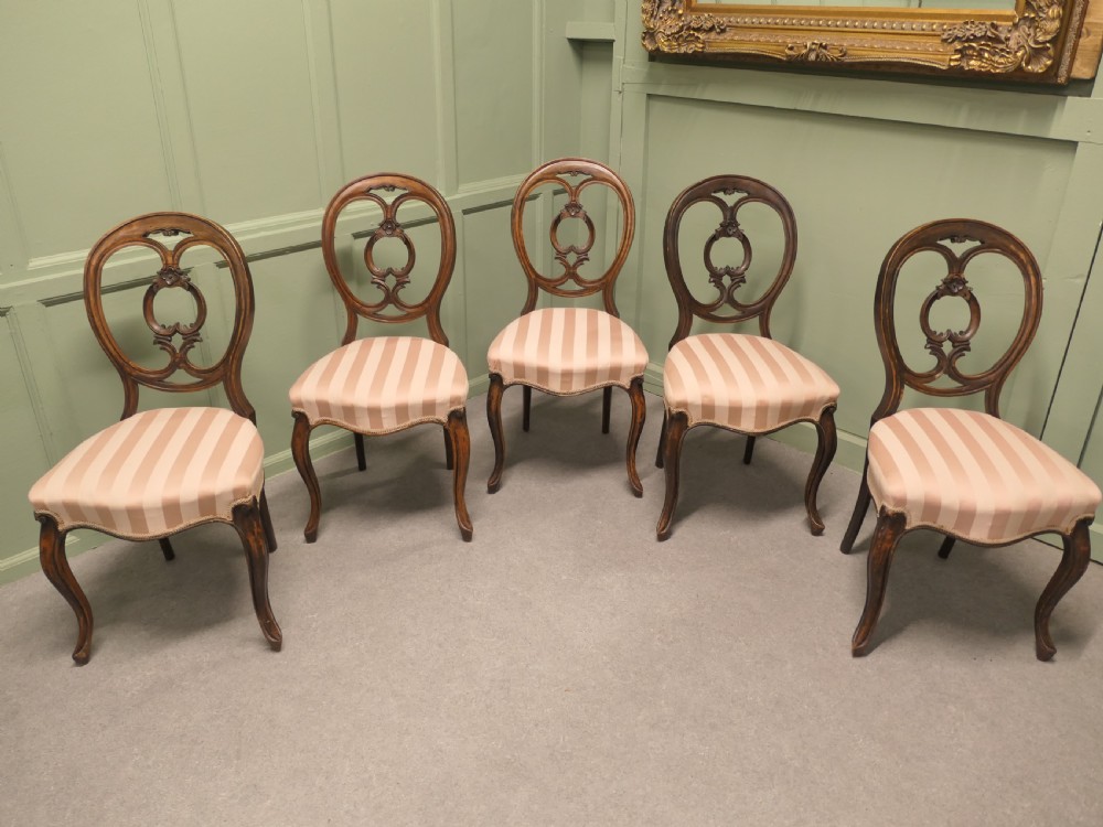Set of 5 Victorian Balloon Back Dining Chairs 