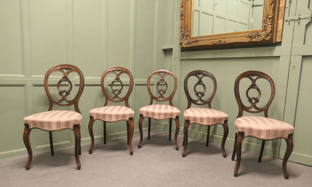 Set of 5 Victorian Balloon Back Dining Chairs  View VI