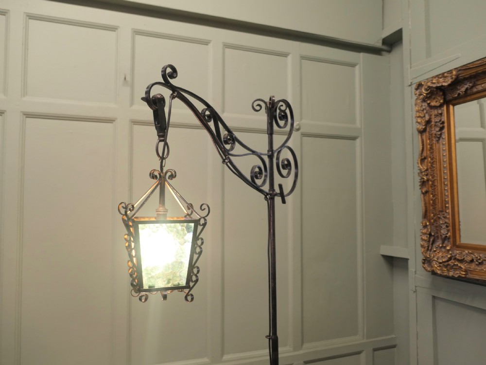 Floor Standing Wrought Iron Reading or Tavern Lamp View II