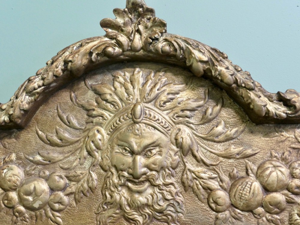 Art Nouveau Hand Beaten Brass Wall Mirror, Girandole Bacchus & Nymphs View IV