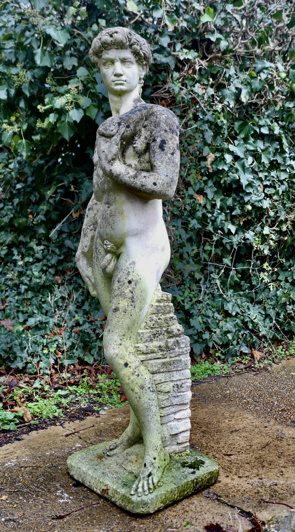 Weathered Cast Statue of Michelangelo's David  