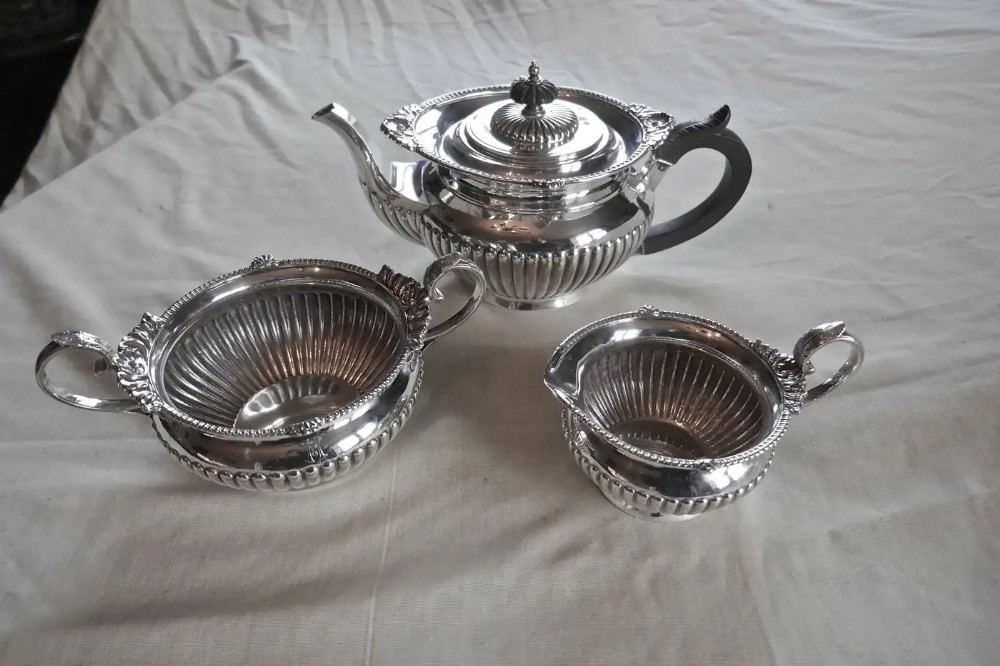 Silver Plated Three Piece Tea Set by Walker & Hall, Sheffield 1894