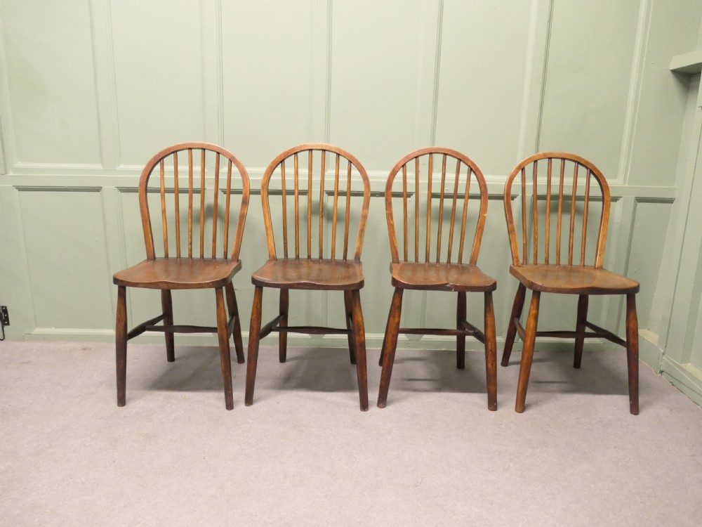 Set of 4 Beech & Elm Hoop Back Windsor Kitchen Dining Chairs View III