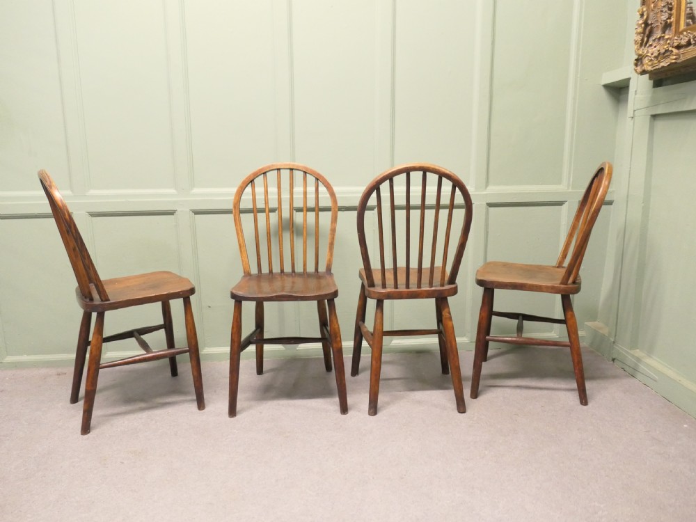 Set of 4 Beech & Elm Hoop Back Windsor Kitchen Dining Chairs View IV