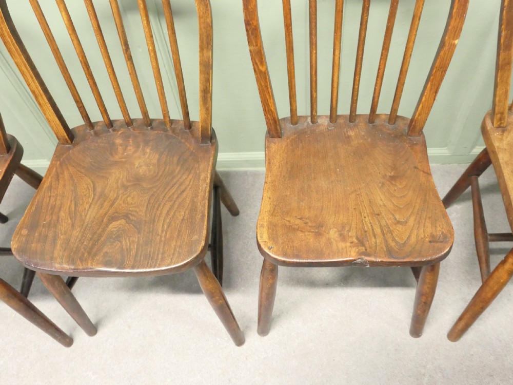 Set of 4 Beech & Elm Hoop Back Windsor Kitchen Dining Chairs View VI