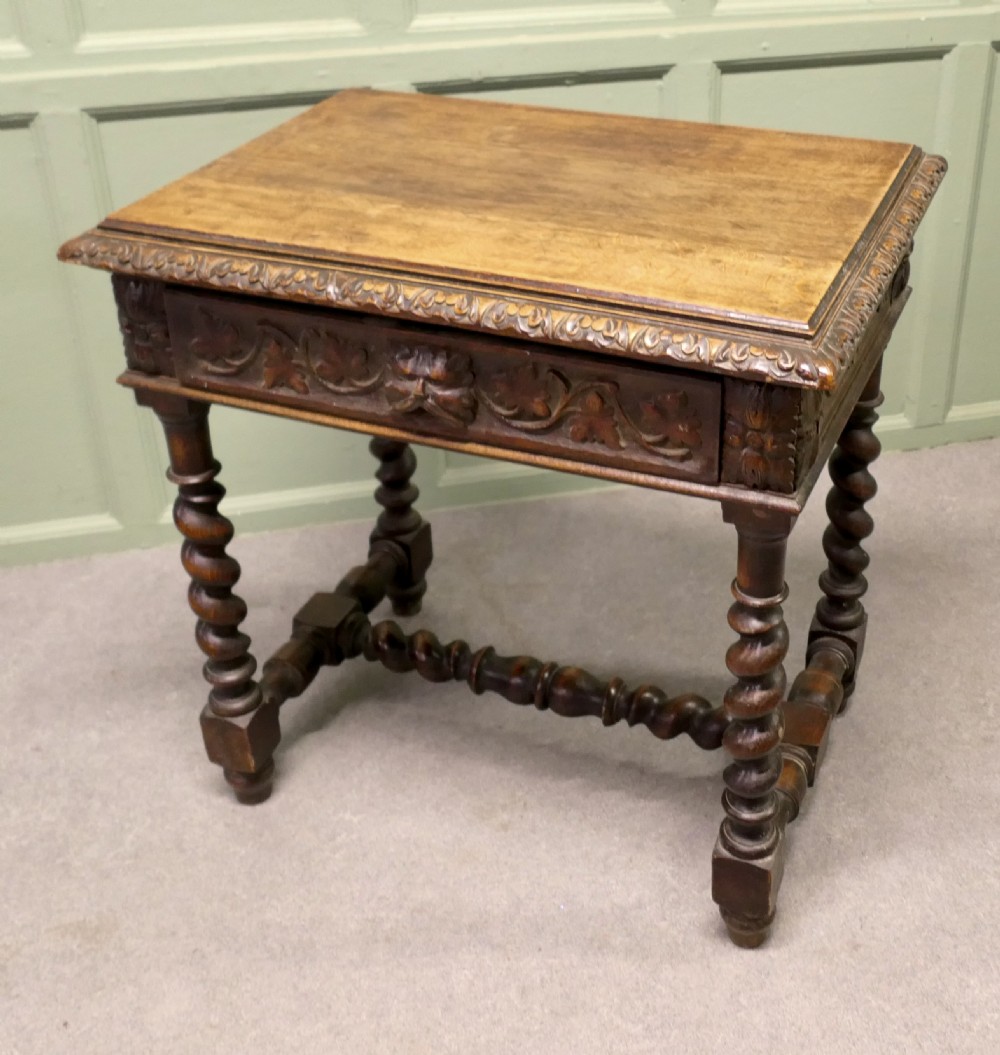 Green Man Gothic Carved Oak Writing Table View II